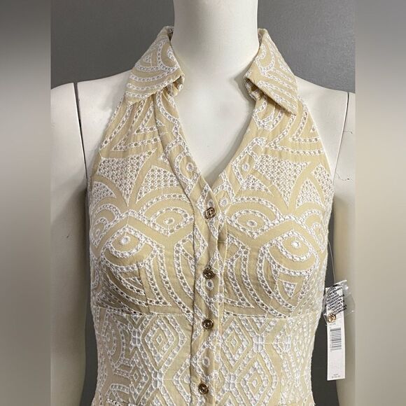 NWT Antonio Melani Halle Eyelet lace embroidery button down collared dress SZ 0 - Picture 2 of 13